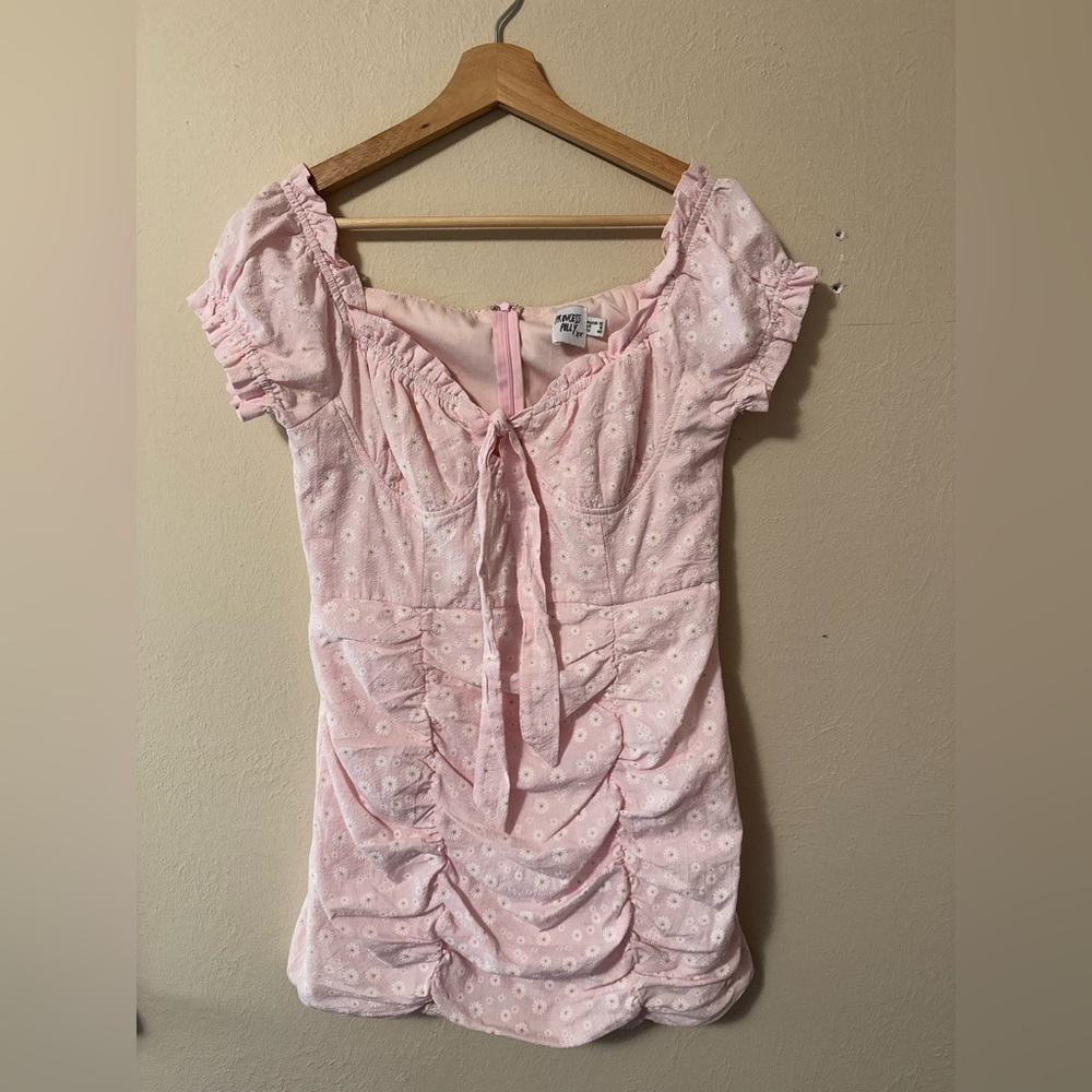Princess Polly pink rouched mini dress Size 8